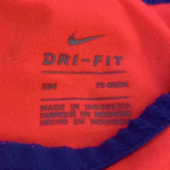 [5 for 25] Nike dry fit, orange with blue, size 12  months - Picture 2 of 3
